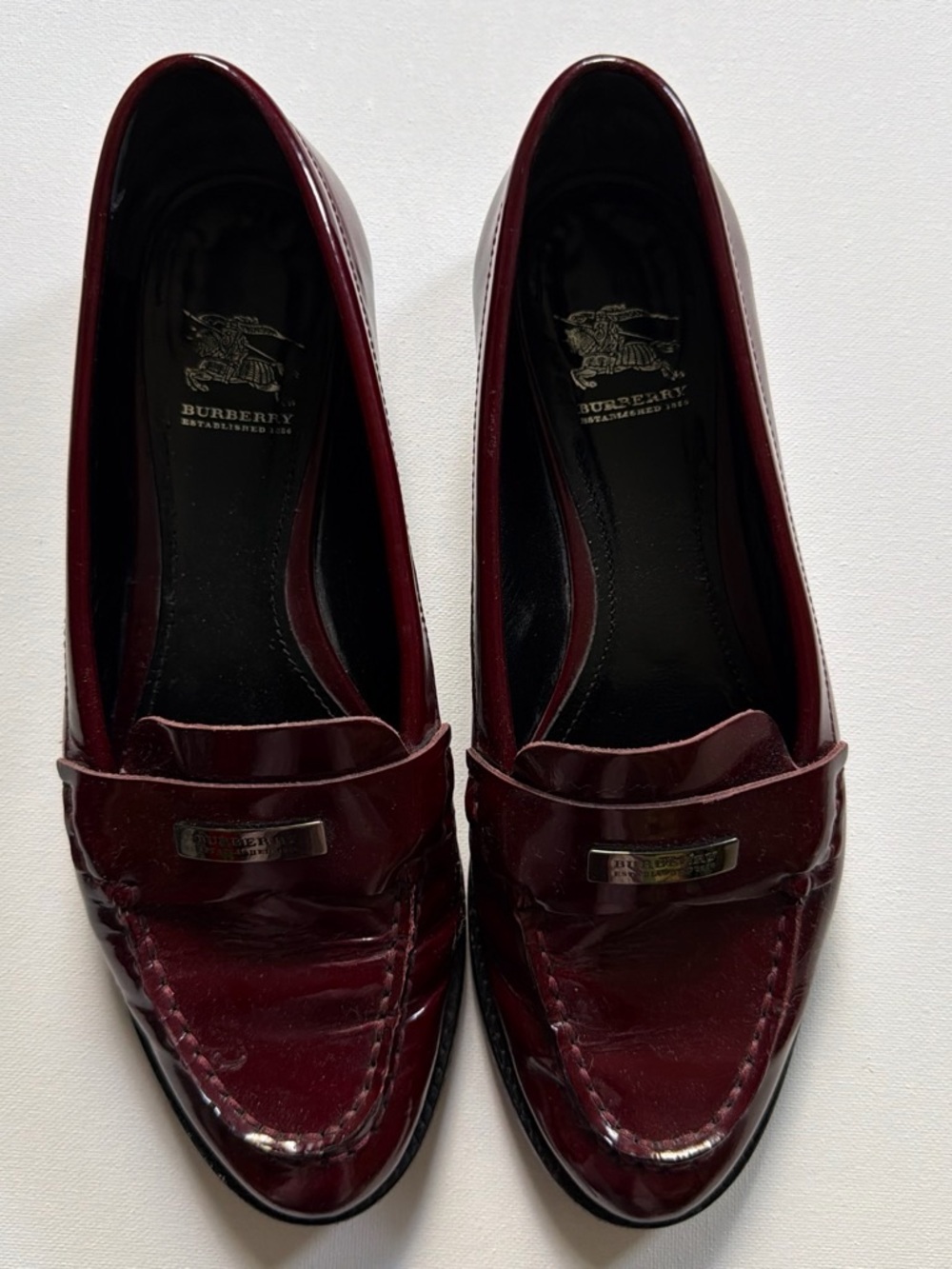 Burberry Women's Dark Burgundy Patent Loafers